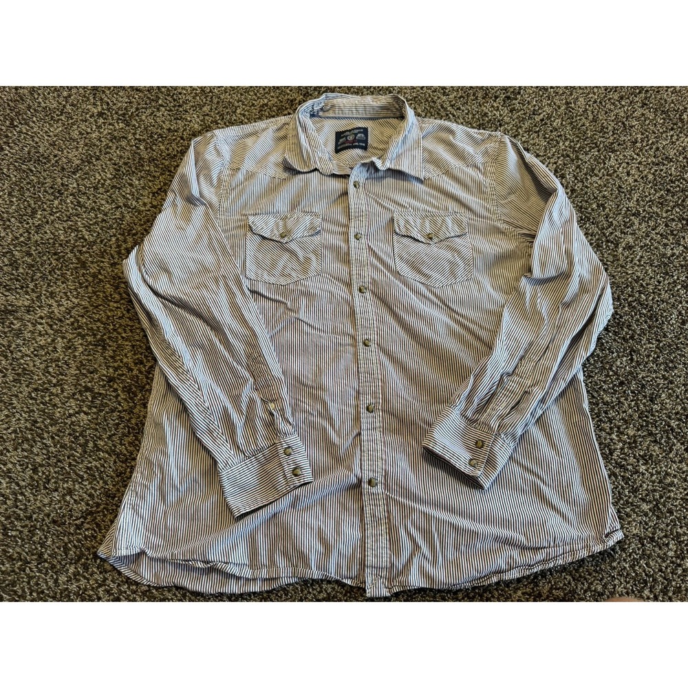 American Eagle Outfitters Mens 3XL Pinstripe Button Down Shirt White Vintage Fit